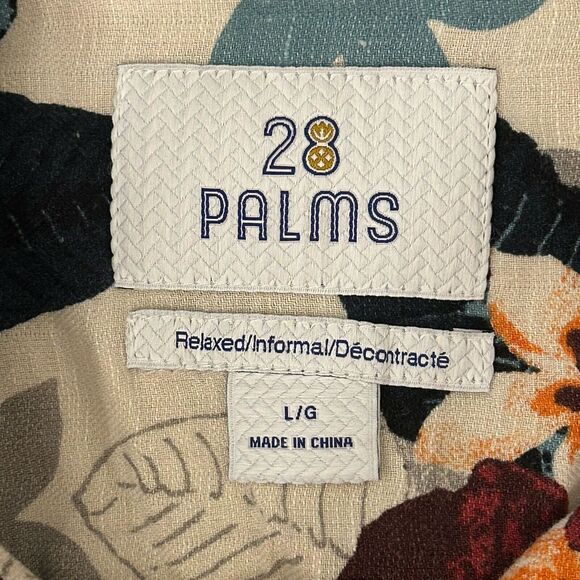 28 Palms Hawaiian Shirt Mens Large Silk Linen S/S Floral Button Up Bold Relaxed - Picture 4 of 9